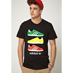 Adidas Originals Mens Samba Sneaker Graphic T-Shirt Black Trefoil Logo Tee